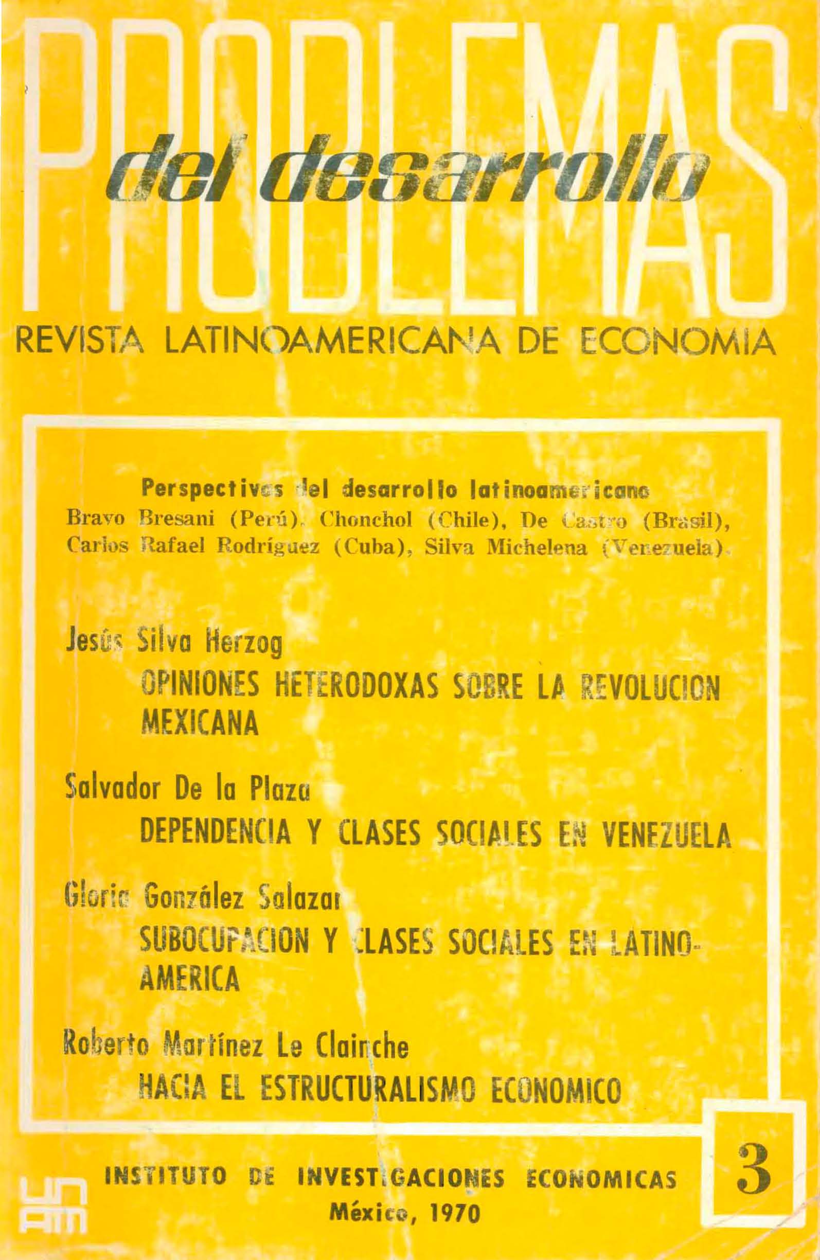 Portada Problemas del Desarrollo vol.1 Núm. 3